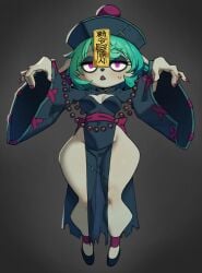 blush breasts breedable clothing female female_only flowerpigeon73 green_hair hat heels hips horny horny_female league_of_legends legs purple_eyes purple_nails qiqi_(cosplay) sexy sexy_outfit shortstack simple_background small_breasts solo solo_female sweat sweatdrop text thick_thighs thighs v_legs vex_(league_of_legends) wide_hips yordle