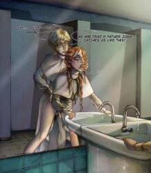 2boys bathroom bathroom_sex bathroom_sink blonde_hair blonde_male blue_eyes boy_on_boy church_clothes cross_necklace cumming cumming_while_penetrated dominant_male dominated drooling drooling_tongue eyes_rolling_back fingers_in_mouth fucked_from_behind fucked_into_submission gay gay_domination gay_sex ginger ginger_male glasses hidden_sex horny_expression horny_sub itsflorentii male male/male male_focus male_on_male male_only male_penetrated male_penetrating male_penetrating_male mirror_reflection moaning oc open_mouth original_character prayer_beads religious_clothing secret_sex secretly_loves_it seductive_gaze semi_clothed silencing sinner small_dom small_penis small_sub submissive_male tongue_out twink twinks waist_grab yaoi