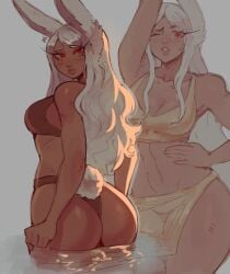 1girls 2d ass bikini boku_no_hero_academia breasts dark-skinned_female dark_skin female female_only miruko my_hero_academia rabbit_ears rabbit_girl rabbit_tail red_eyes rumi_usagiyama solo solo_female tagme thighs white_hair widisu