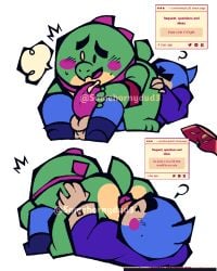 ? artist_name ass ass_eating ass_grab balls belly blue_fur blue_skin blush blush_lines brawl_stars buzz_(brawl_stars) buzz_x_mr._p cartoony chubby_male dinosaur eating_ass fat fluffy_fur gay_sex green_skin hand_on_ass hand_on_penis leaking_cum male male/male male_only mr._p_(brawl_stars) musclegut penguin penis red_penis request sex somehornydud3 strawpage_request tagme tongue_out touching_penis watermark white_background