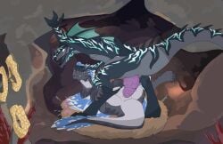 anal anal_sex animal_genitalia animated ark_survival_(series) big_penis feral from_front_position genitals hi_res knot knotted_penis loop lying male male/male missionary_position on_back penetration penis questionable_consent reaper_(ark_survival_evolved) reaper_king rock_drake rough_sex sevenma sex