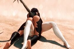 1futa 1girls 3d au_ra cuddling female final_fantasy_xiv kiaara kissing