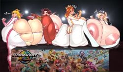 4girls ass ass_bigger_than_head ass_bigger_than_torso autograph big_ass big_breasts big_butt birdo blonde blonde_female blonde_hair blonde_hair_female blue_eyes bowser breasts breasts_bigger_than_head breasts_bigger_than_torso breasts_out brown_hair cover_art crown donkey_kong earrings female female_focus female_only flamingsanity heart_symbol hyper hyper_ass hyper_breasts king_boo looking_at_viewer looking_back luigi mario mario_(series) mario_kart mario_kart_world massive_areolae massive_ass massive_breasts nintendo nipples pauline pauline_(aero) ponytail princess_daisy princess_daisy_(aero) princess_daisy_(swimwear) princess_peach princess_peach_(aero) princess_peach_(touring) princess_rosalina princess_rosalina_(pro_racer) thick_lips toadette torn_clothes torn_clothing waluigi yoshi