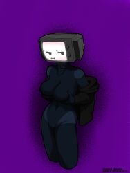 2d barely_clothed breasts colored digital euromeister fanart female holding_breast naked shy skibidi_toilet sole_female television television_screen tv_head tv_screen tv_woman_(skibidi_toilet) unzipped_jacket