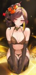1girls ai_assisted ai_generated artist_request black_lingerie brown_hair chiori_(genshin_impact) elegant female genshin_impact horny_female hoyoverse lingerie lingerie_only looking_at_viewer mihoyo red_eyes seducing seductive seductive_body seductive_eyes seductive_gaze seductive_look seductive_mouth sexy sexy_clothing suggestive_look