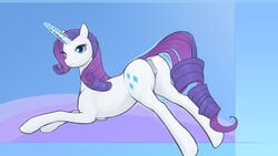 2015 animal_genitalia anus arareroll ass blue_eyes cutie_mark equine equine_pussy female feral friendship_is_magic hair hi_res horn long_hair mammal my_little_pony purple_hair pussy rarity_(mlp) solo unicorn