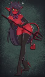 alternate_version_available ass big_breasts blush breasts breasts_bigger_than_head bubble_ass bubble_butt devil devil_horns devil_tail embarrassed embarrassed_female female high_heels huge_breasts komi-san_wa_komyushou_desu komi_shouko legwear naked naked_female shy thick_thighs trembling wide_hips wrenzephyr2 yellow_eyes