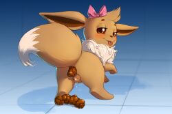 1girls 2023 2d 2d_(artwork) 2d_artwork animal_genitalia animal_pussy aroused ass blush bow brown_fur canid canine color commission eevee female feral flirting flirting_with_viewer fluffy fluffy_mane fluffy_tail furry furry_female game_freak gekasso generation_1_pokemon heart-shaped_pupils mammal nintendo pink_bow pokemon pokemon_(species) pooping pooping_on_floor pussy scat shitting smile tail tongue tongue_out vagina video_games wet wet_pussy