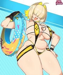 1girls 2025 2d 2d_(artwork) 2d_artwork absurd_res absurdres ahoge bangs bangs_over_eyes belly belly_button big_breasts bikini blonde_female blonde_hair blunt_bangs boob_window breast_squish breasts breasts chubby chubby_female cleavage clothed clothed_female clothing cowlick curvaceous curvaceous_female curvaceous_figure curves curvy curvy_body curvy_female curvy_figure curvy_hips curvy_thighs elegg_(boom_and_shock)_(nikke) elegg_(nikke) eyes_covered female female_only floatie front_view goddess_of_victory:_nikke hair_over_eyes hi_res highres hourglass_figure huge_breasts large_breasts light-skinned_female light_skin looking_at_viewer midriff navel oerba_yun_fang oniiyanna plump revealing_clothes sideboob skin_fang skindentation sling_bikini slingshot_swimsuit smile smiling smiling_at_viewer solo solo_female stomach summer swimsuit swimwear thick thick_hips thick_legs thick_thighs thighs two_tone_hair voluptuous voluptuous_female watermark wide_hips yellow_hair
