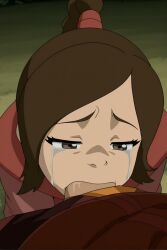 ai_generated avatar_the_last_airbender brown_eyes brown_hair deepthroat fellatio tears ty_lee