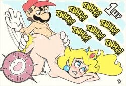 1boy 1girls biting_lip blush cum_drip doggy_style female fertilization human_on_human impregnation light-skinned_female light-skinned_male light_skin male male/female mario mario_(series) naked naked_female naked_male ovum princess_peach roger_bacon sex spanking sperm_meets_ovum straight_sex