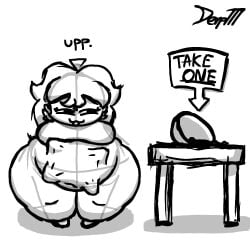 1girls bowl burping chubby derp777 dialogue fat female friday_night_funkin girlfriend_(friday_night_funkin) height high_heels mischievous_smile no_color obese sign sketch smirk table tagme vore white_background