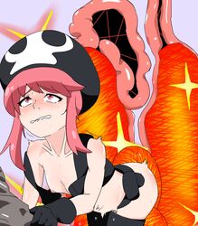 1girls anal anus biting_lip breasts consensual_tentacles double_penetration hair humanoid jakuzure_nonon kill_la_kill life_fiber nipples nudist_beach_uniform penetration pink_eyes pink_hair small_breasts tears tentacle vaginal_penetration