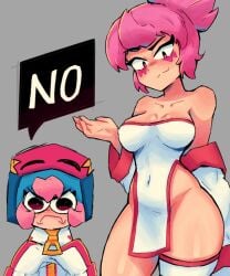 angry asian_female big_breasts bonnie_(brawl_stars) breasts cleavage dress female inviting janet_(brawl_stars) japanese_clothes sleeves tagme the_thunaz thighhighs