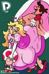 ass couple dp1up female fucked_from_behind giantess grunting happy heel_pop holding_object male mario mario_(series) princess_peach sex smile