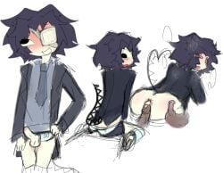 anal_sex anus artist_request balls blushing_profusely bottomless cum cum_in_ass curled_tail eye_patch forsaken_(roblox) lifted_tail looking_back male monitoring_two_time pants_down partially_clothed penis roblox roblox_game robloxian tagme two_time uniform