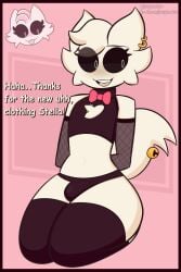 2024 alternative_fashion anthro armwear austin_(euphorica) bell blush blush_lines bow_tie bulge clothed clothing collar crossdressing detailed_bulge digital_media_(artwork) ear_piercing ear_ring english_text euphorica felid femboy fishnet_armwear fishnet_clothing genital_outline genitals goth hi_res legwear looking_at_viewer male mammal narrowed_eyes penis penis_outline piercing ring_piercing seductive solo stella_(euphorica) text thigh_highs