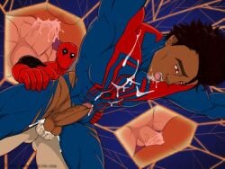 anal anal_sex bara boner cum cum_in_ass cum_inside cumming cumming_from_anal_sex cumming_in_ass cumming_inside cumming_together cumming_while_penetrated cumming_while_penetrating daddy deadpool dilf erect_nipples erection_while_penetrated gay grabbing_hips grabbing_waist half-dressed hand_on_hip hands_on_hips male male_only marvel mask masked masked_male mexican mexican_irish mexican_male miguel_o'hara muscular muscular_male penetration ripped_clothing ripped_pants rocnirwarrior sony_pictures_animation spider-man:_across_the_spider-verse spider-man_2099 spider-verse tan_skin tan_skinned_male thrusting_into_ass yaoi