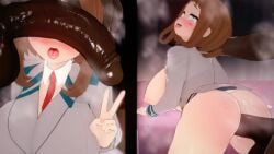 1boy 1girls 3d acrolexxx ahe_gao ahegao animated ass big_ass big_penis boku_no_hero_academia breasts brown_eyes brown_hair brunette cant_see_the_haters cleavage dark-skinned_male dark_skin female green_skirt horny horny_female huge_breasts interracial koikatsu large_breasts light-skinned_female light_skin male my_hero_academia ochako_uraraka peace_sign penis penis_over_eyes pussy school_uniform sex sex_from_behind short_hair shorter_than_10_seconds superheroine tagme ua_school_uniform v v_sign vaginal_penetration veiny_penis video
