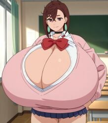 1girls absurdres ai_generate ai_generated areola ass ayase_momo bangs bare_shoulders belly big_ass big_breasts bimbo blush bottom_heavy breast_expansion breast_suppress breasts brown_eyes brown_hair bulge cardigan collarbone covered_nipples covering_breasts cowboy_shot curvaceous curvy dandadan earrings elmenois expansion fake_breasts female female_focus female_only full_body fully_clothed fully_clothed_female gigantic_breasts gyaru hentai hi_res high_resolution highres hips hourglass_figure huge_breasts hyper_breasts inflation large_breasts looking_at_viewer nipples no_bra open_clothes oppai pink_cardigan progression red_bow_tie school_uniform skirt smile solo solo_female solo_focus standing standing_female tagme thick_ass thighs transformation uncensored undersized_clothes upper_body voluptuous voluptuous_female