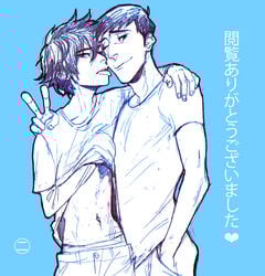 2boys big_hero_6 black_hair brothers hiro_hamada lifting_shirt male male_only marvel marvel_comics monochrome multiple_boys simple_background tadashi_hamada tongue tongue_out yaoi
