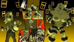 1girls abs anthro bee breasts bweswees_bizznip clothes_ripping colorbox_(mustard) female incredibox_mod injection insect_wings insects muscular muscular_female pussy stinger syringe tagme transformation transformation_by_substance transformation_sequence veins