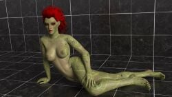 completely_naked green_skin plant_girl poison_ivy_(arkham_asylum) red_hair sexy_pose