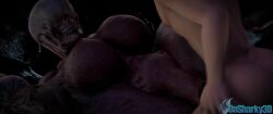 1boy 1girls 3d animated athletic_female big_breasts bouncing_breasts breasts dasharky3d demon demon_girl doom doom_(series) female hell_knight_(doom) huge_breasts human human_on_humanoid human_penetrating light-skinned_male long_tongue male muscular muscular_female sound tagme tongue video