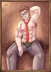 bara brown_hair freddy_riley gay glasses homosexual identity_v male male_only muscles muscular smile yaoi yunartsn