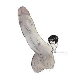balls chibi death_note hairy_balls hyper hyper_balls hyper_penis l_lawliet male penis practice uneven_balls