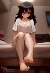 1girls 2d ai_generated ass barefeet big_ass black_hair breasts erophoenix feet female female_focus full_body kuroki_tomoko looking_at_viewer nude pale_skinned_female panties patreon_username petite petite_body see-through small_breasts smile soles solo solo_female sweat toes uncensored watashi_ga_motenai_no_wa_dou_kangaetemo_omaera_ga_warui