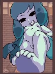 animated_gif brat cock cock_and_balls_torture cum dominant_female feet female femdom finhead_princess_(princess_and_conquest) fish_girl fish_tail fishtail footjob fully_nude game_cg gif looking_down mischievous_smile mob_face penis pixel_animation pixel_art princess_and_conquest pussy small_breasts smiling stepping_on_penis toes