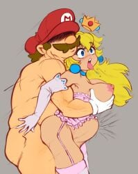 1boy 1girls 2024 2d belly_bulge big_penis blonde_female blonde_hair blue_earrings blue_eyes breast_grab breasts canon_couple choker clothing color crown drcockula drooling duo earrings facial_hair female from_behind gloves grabbing grabbing_from_behind grey_background grope groping groping_breasts groping_from_behind hand_on_breast hat hat_only hi_res large_penis long_gloves long_hair male mario mario_(series) moustache muscular muscular_male nintendo nipples open_eyes open_mouth penetration penis pink_clothing princess princess_peach saliva sex side_view simple_background standing standing_sex straight thighhighs tongue tongue_out white_gloves