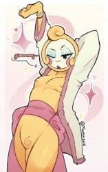 dandy's_world glisten_(dandy's_world) make_up makeup nightgown nude nude_male posing posing_for_the_viewer sleepy stretching