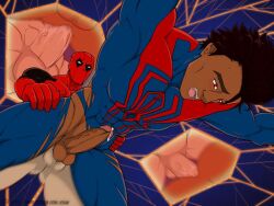 anal anal_sex bara boner cum cumdrip daddy deadpool dilf erect_nipples erection_while_penetrated gay half-dressed male male_only marvel mask masked masked_male mexican mexican_irish mexican_male miguel_o'hara muscular muscular_male penetration precum ripped_clothes ripped_clothing ripped_pants rocnirwarrior sony_pictures_animation spider-man:_across_the_spider-verse spider-man_2099 spider-verse tan_skin tan_skinned_male thrusting_into_ass yaoi