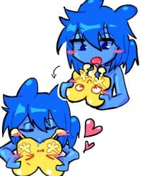 alien_sex bfb bfdi blue_skin blush eating_out four_(bfb) tentacle_dick tpot x_(bfb)