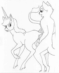 anthro anthro_on_feral anus cat duo equine feline female feral horn interspecies male male_on_feral mammal mike_sherman penetration penis pussy pussy_juice straight unicorn vaginal_penetration zoophilia