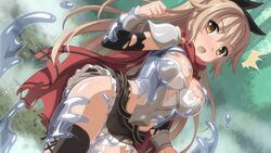 armour breasts female game_cg raelin_(sakura_fantasy) sakura_fantasy slime wanaca winged_cloud