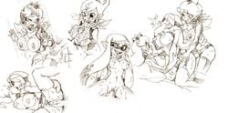 5girls anthro breasts cephalopod cephalopod_humanoid clothing cum cum_on_body doggy_style female group_sex hoodie human humanoid inkling inkling_girl large_breasts male mario_(series) mario_kart mask_(marking) monochrome multiple_girls nintendo paizuri penetration pointy_ears princess_daisy princess_peach rule_63 sex shy_gal simple_background splatoon squid straddle straight straight_hair strap-on tentacle tentacle_hair tetra the_legend_of_zelda the_wind_waker twistedterra vaginal_penetration wind_waker yuri