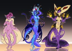 anthro arbok blue_skin breasts canine cinccino eeveelution espeon female fox fsmaverick group jolteon mammal marine naga nintendo pink_skin pokémon_(species) pokemon pokemon_(species) purple_skin pussy reptile scalie snake tentacruel uncensored vaporeon video_games watermark