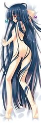 after_sex arikawa_satoru ass barefoot black_hair cum cum_in_pussy cum_on_body feet female kaguya_houraisan long_hair nipples nude red_eyes solo touhou upscaled very_long_hair