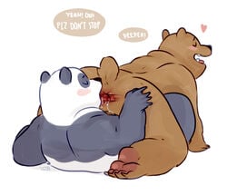 2boys anal anthro anus bear cartoon_network closed_eyes duo gay glitter_trap_boy grizzly_(character) grizzly_bear heart male mammal oral panda panda_(character) rimming sex we_bare_bears yaoi