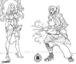 2futas ahe_gao asami_sato asura's_wrath avatar_legends black_and_white breasts canon_couple clothing crossover cum cumshot dark-skinned_futanari dark_skin dickgirl doomington erection futa_with_futa futanari high_heels hourglass_figure human intersex korra large_breasts masturbation monochrome muscular muscular_futanari nipples penis smooth_skin standing testicles the_avatar the_legend_of_korra uncensored water_tribe