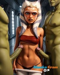 ahsoka_gram ahsoka_tano ai_generated blue_eyes female imminent_rape imminent_sex interspecies orcs raped star_wars star_wars:_the_clone_wars