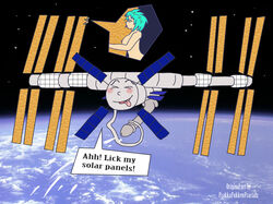 2015 blush cauchy cumming earth frakkafukkenfractalz human inanimate international_space_station licking living_machine masturbation original_character penis probe redraw size_difference sizeplay space