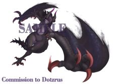 anthro big_breasts black_hair breasts capcom elder_dragon female genitals gore_magala hair hi_res horn monster_hunter muhut nipples nude pussy solo tagme text watermark