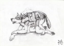 2014 all_fours anal anal_sex anthro anthro_on_feral canine cum cum_while_penetrated doggy_style duo feral from_behind interspecies kola_(artist) male mammal penetration penis sex yaoi zoophilia