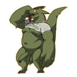 anthro balls belly bodily_fluids clothing ear_piercing erection fungus genitals green_body humanoid_genitalia humanoid_penis knil_(artist) male meme moobs mushroom penis piercing rental_daddy scalie scrotum_flap sharp_teeth shirt solo sweat tail teeth tongue tongue_out tongue_piercing topwear unknown_species wet wet_clothing wet_shirt wet_topwear yellow_eyes