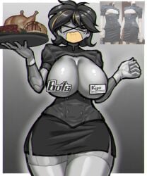 1girls 2d female kyurby_(zzzhodazzz) robot_girl waitress zzzhodazzz