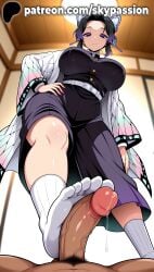 1boy 1girls 2025 ai_assisted ai_generated anime artist_name bangs belt big_breasts big_chest big_penis black_hair breasts bug bust busty butterfly_hair_ornament chest closed_mouth clothed_female clothed_female_nude_male cock demon_slayer dick feet_fetish female female_focus foot_fetish foot_on_penis foot_play footjob hair_ornament hand_on_hip haori hi_res high_quality high_resolution highres indoors japanese_clothes kimetsu_no_yaiba kochou_shinobu large_breasts long_sleeves looking_down male multicolored_hair parted_bangs patreon patreon_username penis pubic_hair purple_eyes purple_hair short_hair skypassion smile socks solo_focus stable_diffusion straight toe_socks toejob uniform watermark wide_sleeves